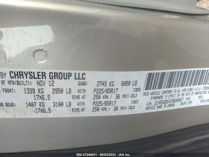 2013 DODGE GRAND CARAVAN SE - 2C4RDGBG4DR609067