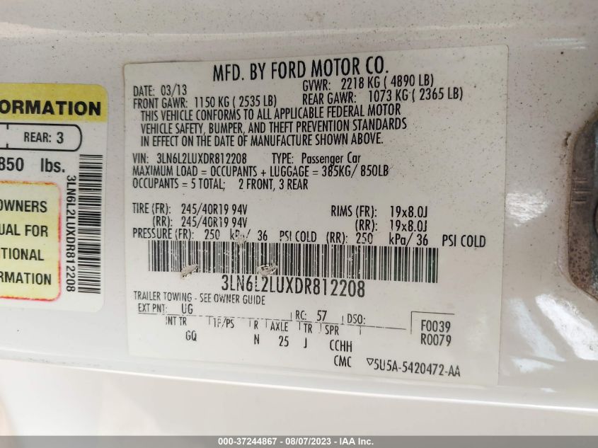 2013 LINCOLN MKZ HYBRID - 3LN6L2LUXDR812208