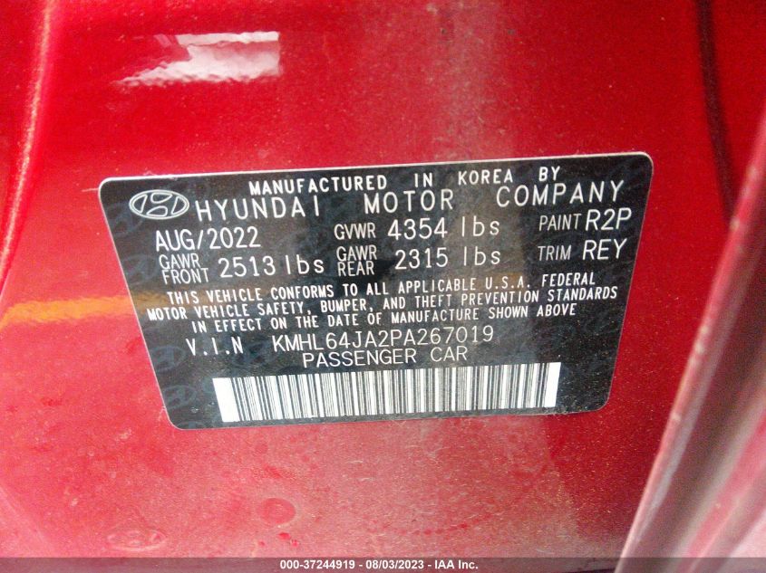 KMHL64JA2PA267019 Hyundai Sonata SEL 9