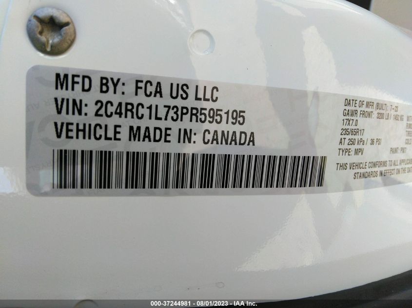 2023 CHRYSLER PACIFICA HYBRID TOURING L - 2C4RC1L73PR595195