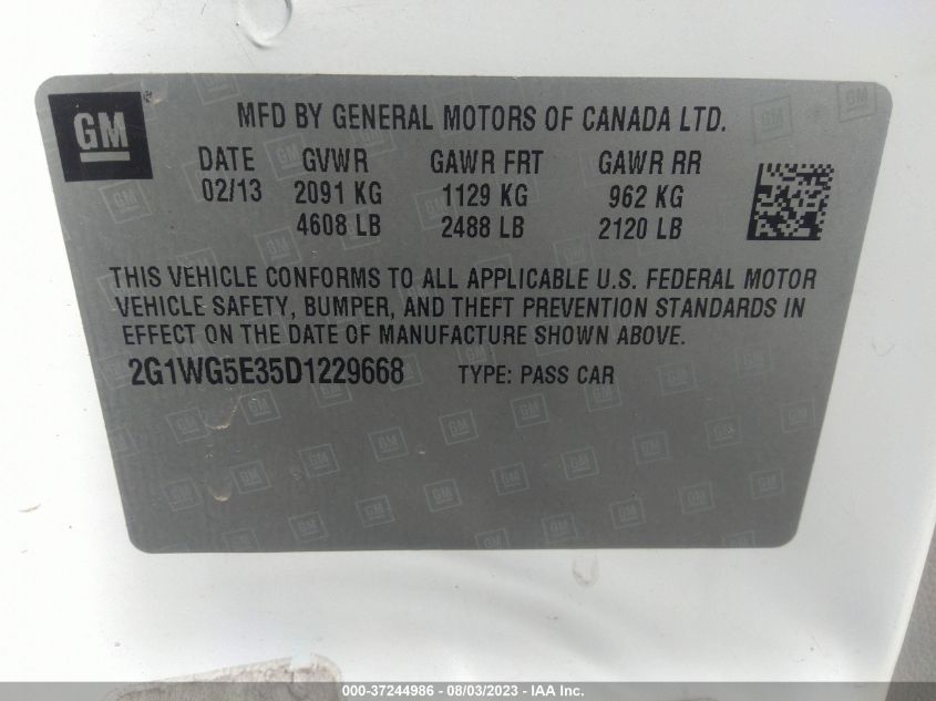 2013 CHEVROLET IMPALA LT - 2G1WG5E35D1229668