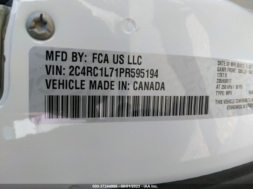 2023 CHRYSLER PACIFICA HYBRID TOURING L - 2C4RC1L71PR595194