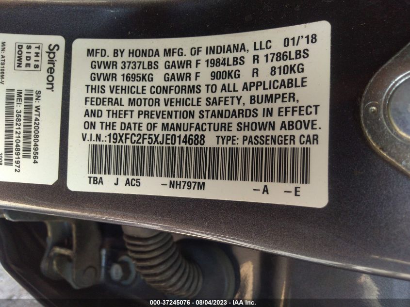2018 HONDA CIVIC SEDAN LX - 19XFC2F5XJE014688