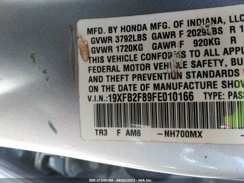 2015 HONDA CIVIC SEDAN EX - 19XFB2F89FE010166