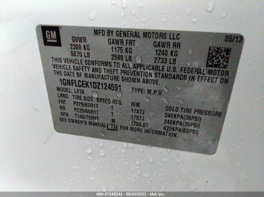 2013 CHEVROLET EQUINOX LS - 1GNFLCEK1DZ124591