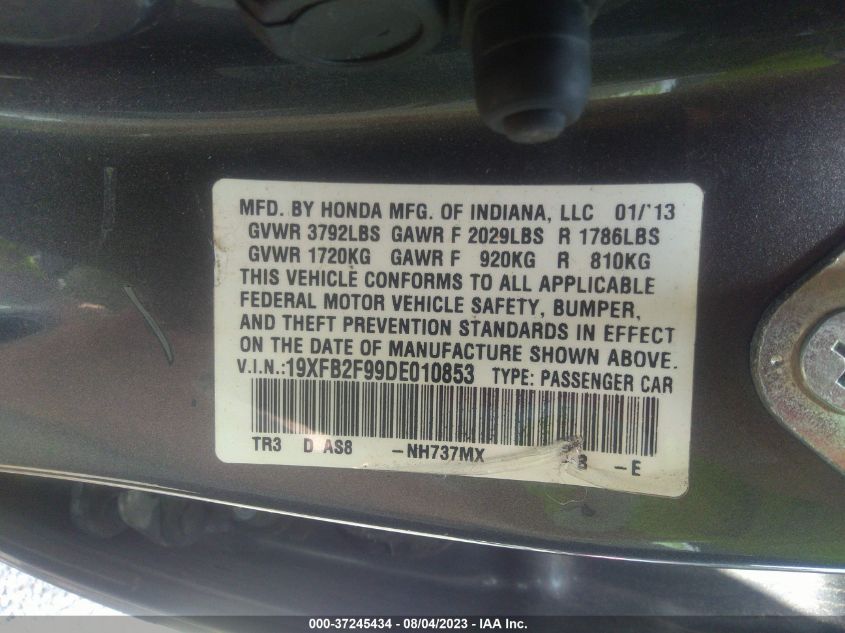 2013 HONDA CIVIC SDN EX-L - 19XFB2F99DE010853