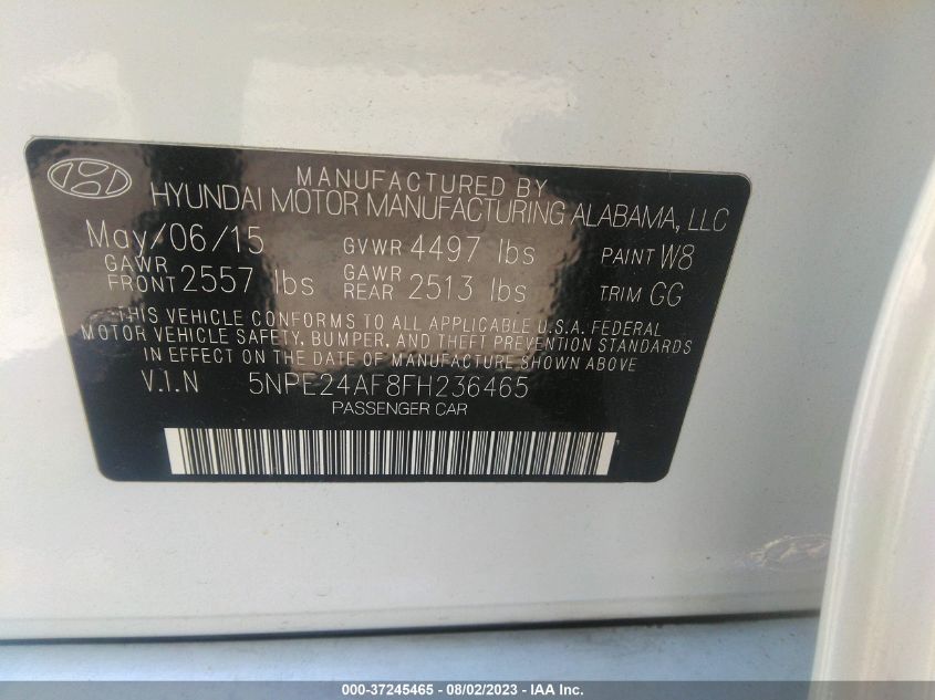 2015 HYUNDAI SONATA 2.4L SE - 5NPE24AF8FH236465