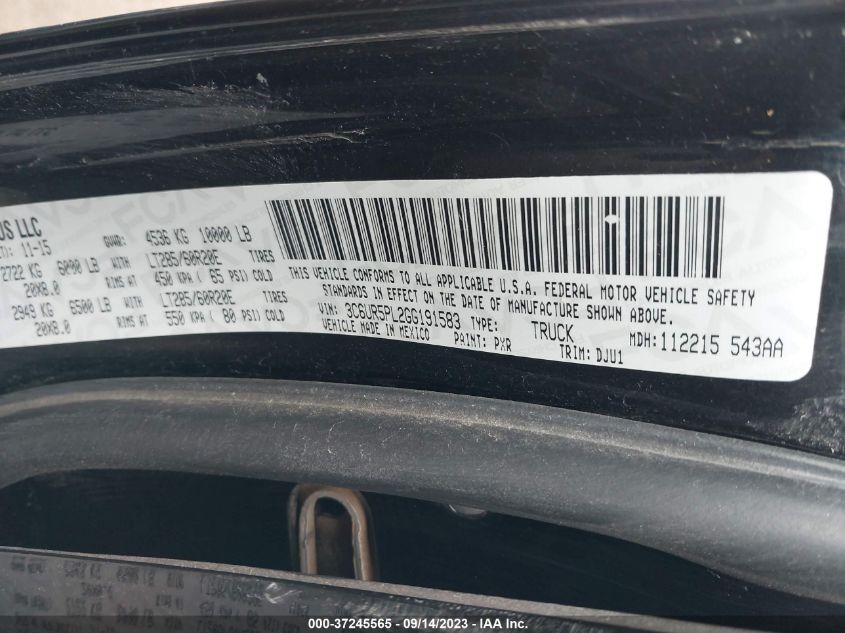 2016 RAM 2500 LONGHORN - 3C6UR5PL2GG191583