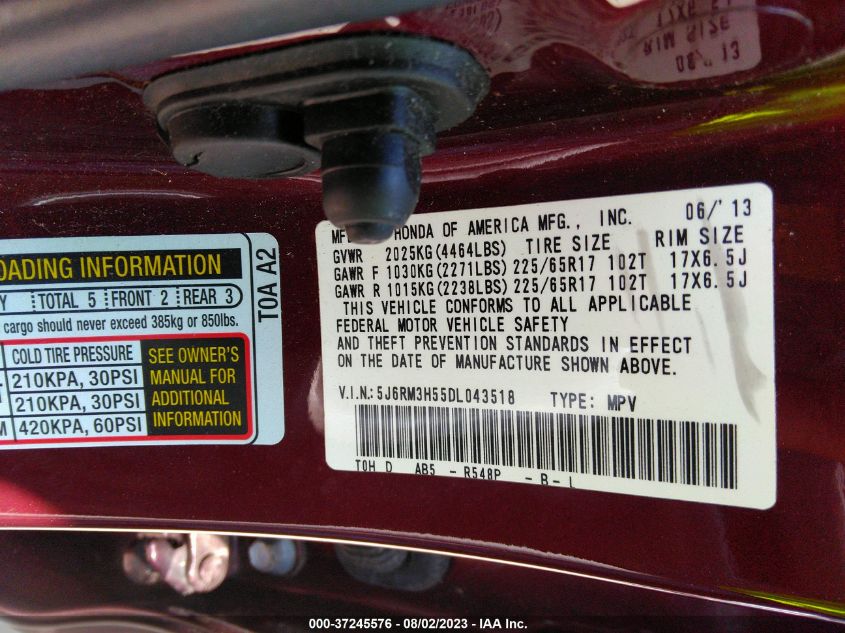 2013 HONDA CR-V EX - 5J6RM3H55DL043518