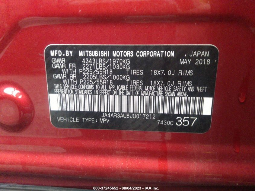 2018 MITSUBISHI OUTLANDER SPORT 2.0 - JA4AR3AU8JU017212