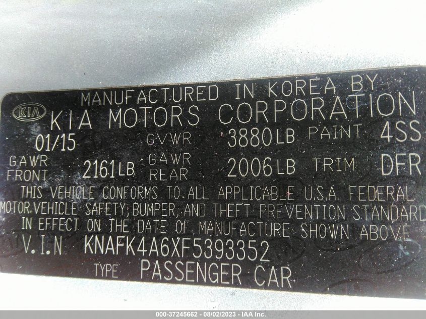 2015 KIA FORTE LX - KNAFK4A6XF5393352