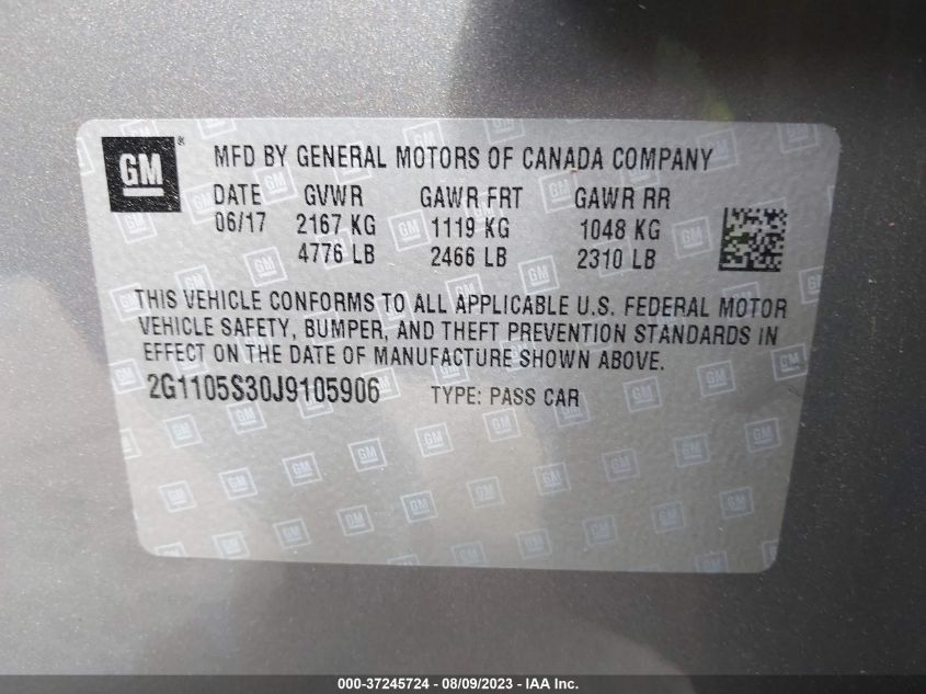 2018 CHEVROLET IMPALA LT - 2G1105S30J9105906