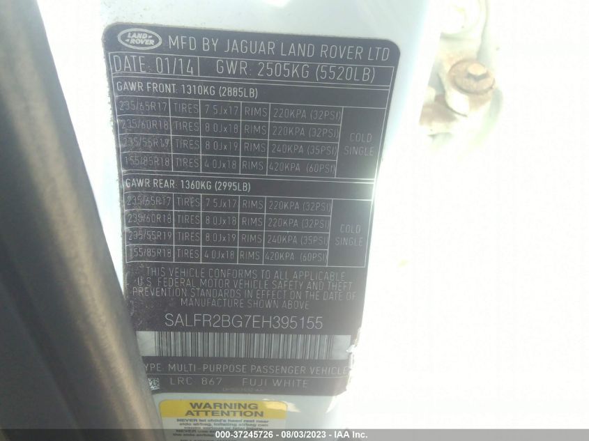 2014 LAND ROVER LR2 - SALFR2BG7EH395155
