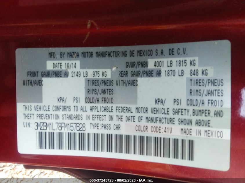 2015 MAZDA MAZDA3 I TOURING - 3MZBM1L78FM157628