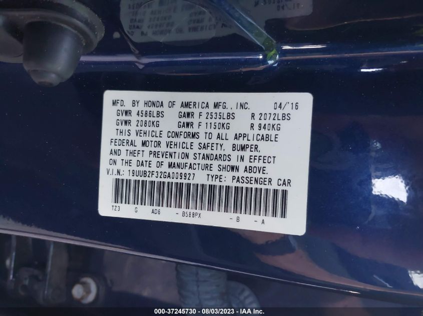 2016 ACURA TLX - 19UUB2F32GA009927