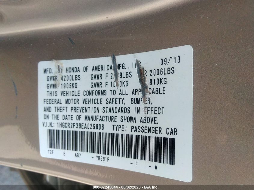 2014 HONDA ACCORD SEDAN LX - 1HGCR2F39EA025806