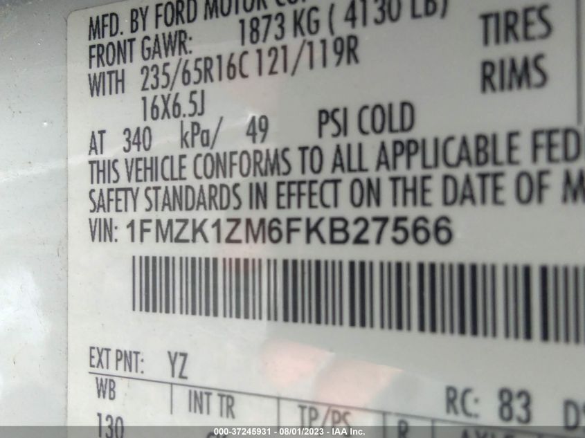 2015 FORD TRANSIT WAGON XL/XLT - 1FMZK1ZM6FKB27566