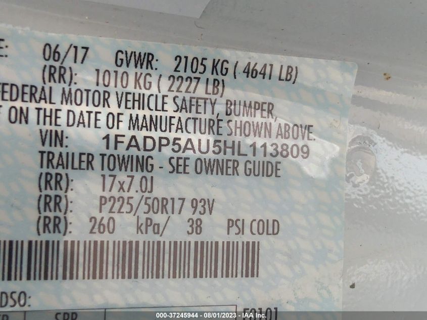 2017 FORD C-MAX HYBRID SE - 1FADP5AU5HL113809