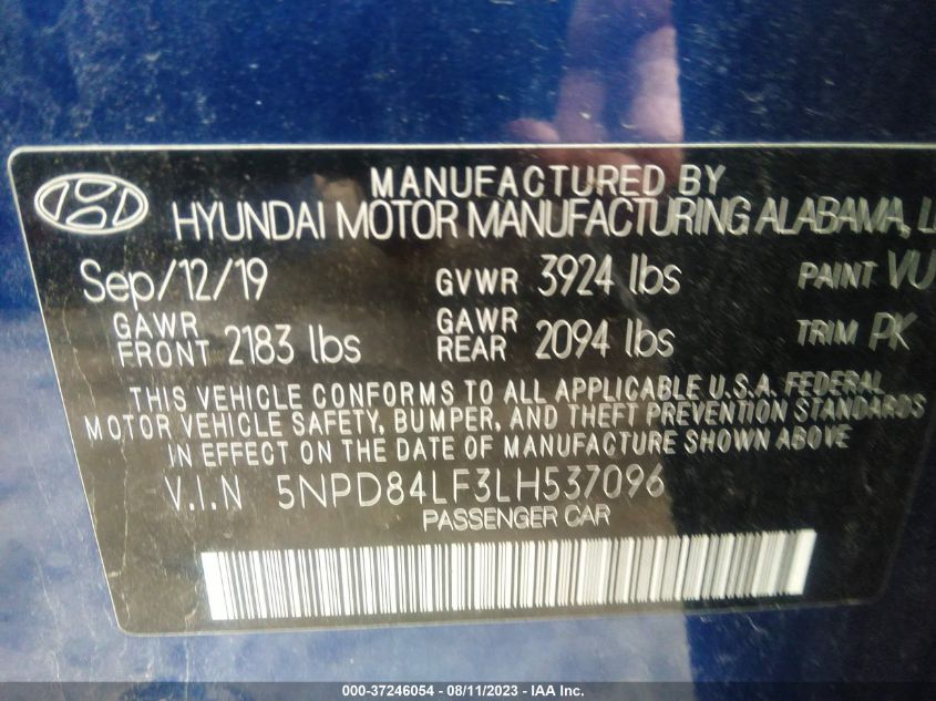 5NPD84LF3LH537096 Hyundai Elantra SEL/VALUE/LIMITED 9