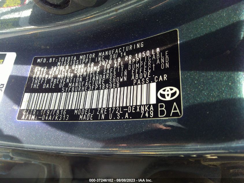 2015 TOYOTA COROLLA LE - 5YFBURHE3FP189968