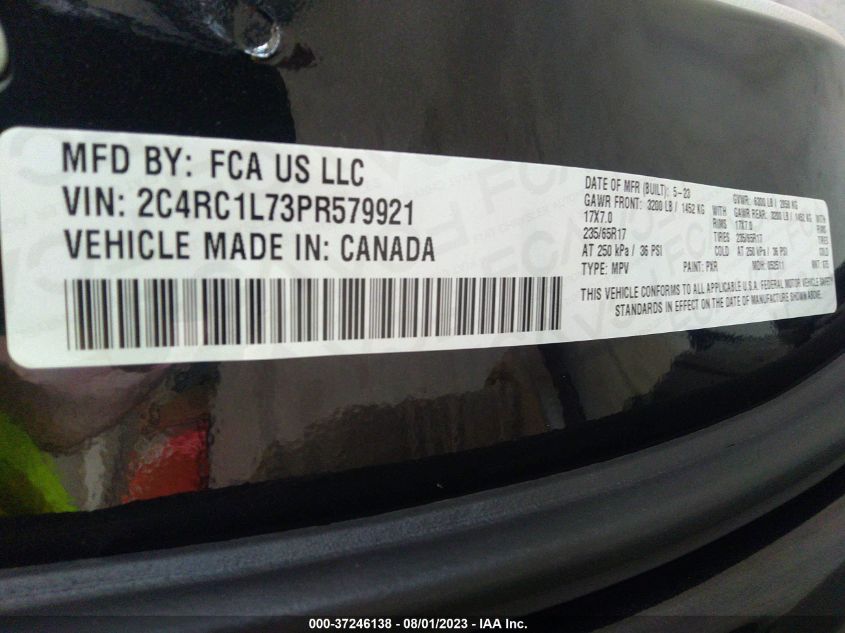 2023 CHRYSLER PACIFICA HYBRID TOURING L - 2C4RC1L73PR579921