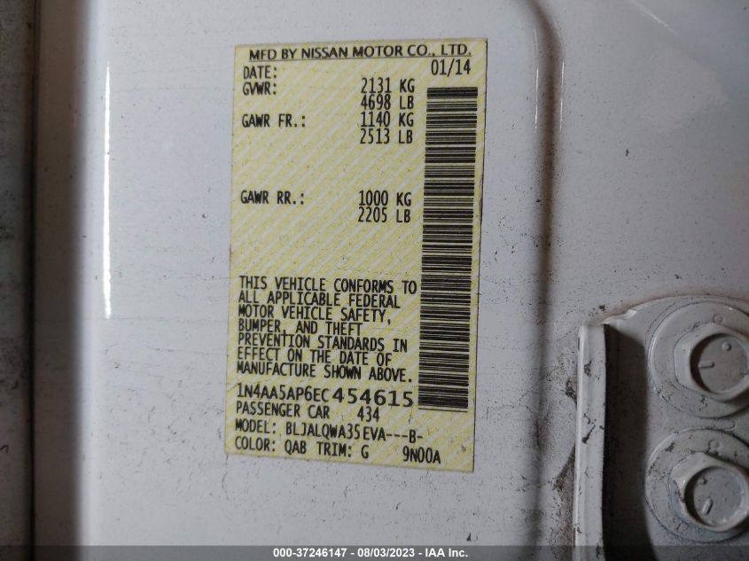 2014 NISSAN MAXIMA 3.5 S - 1N4AA5AP6EC454615