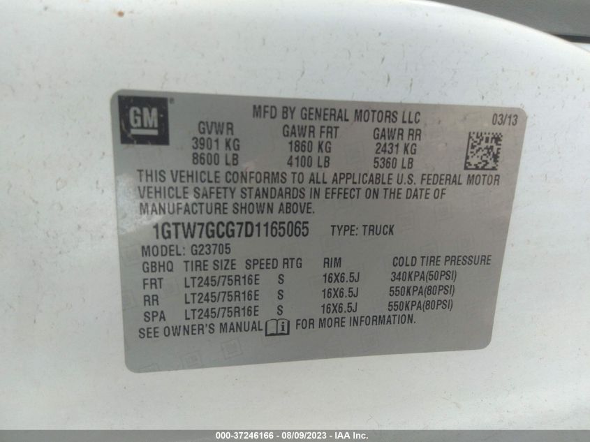 2013 GMC SAVANA CARGO VAN - 1GTW7GCG7D1165065
