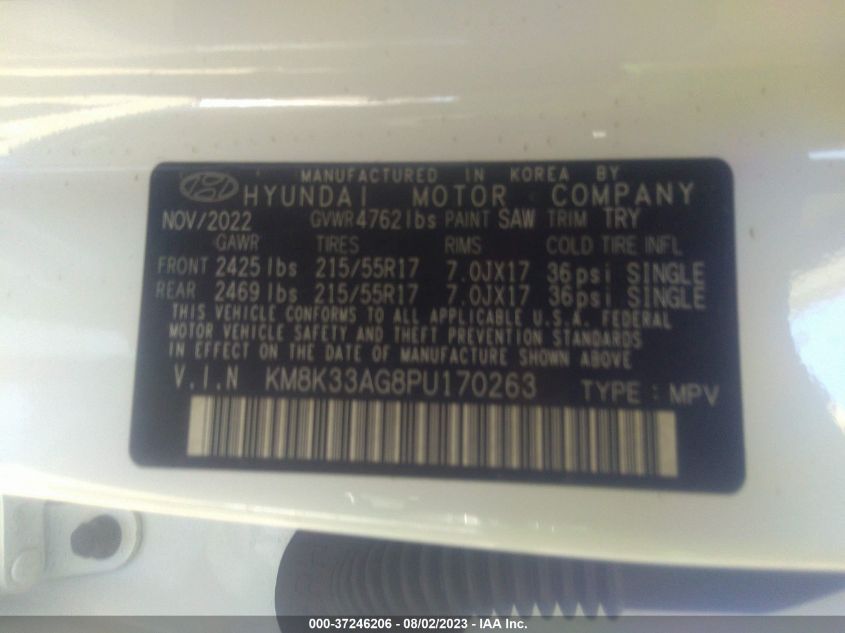 2023 HYUNDAI KONA ELECTRIC SEL KM8K33AG8PU170263
