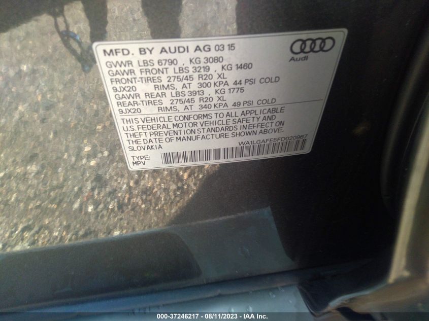 2015 AUDI Q7 3.0T PREMIUM PLUS - WA1LGAFE5FD020967