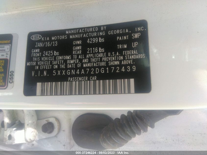 2013 KIA OPTIMA EX - 5XXGN4A72DG172439