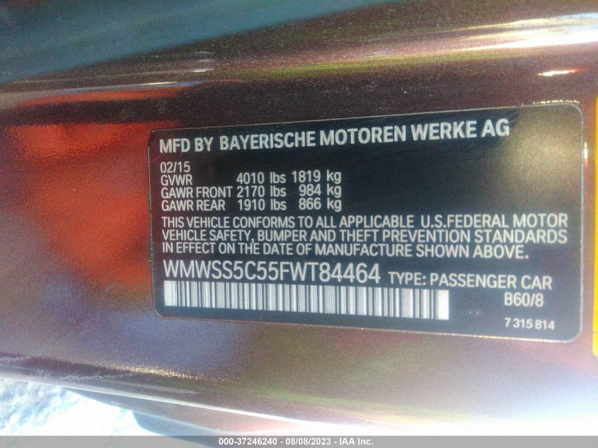 2015 MINI COOPER PACEMAN S WMWSS5C55FWT84464