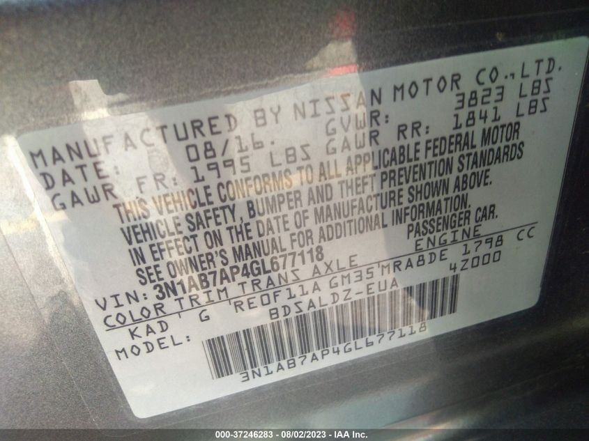 2016 NISSAN SENTRA SV - 3N1AB7AP4GL677118