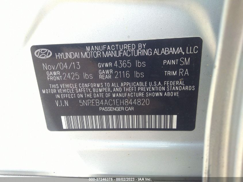 2014 HYUNDAI SONATA GLS - 5NPEB4AC1EH844820