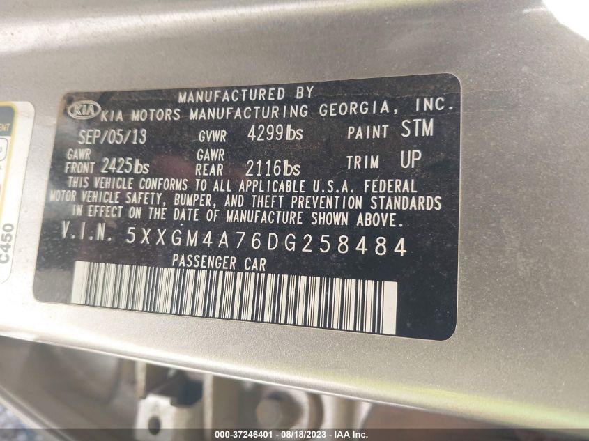 2013 KIA OPTIMA LX - 5XXGM4A76DG258484