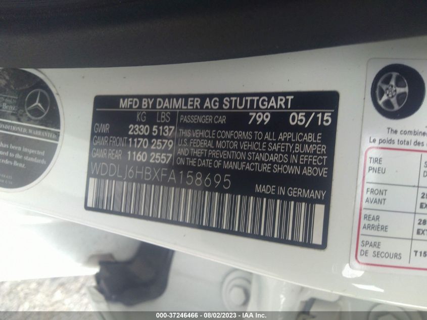 2015 MERCEDES-BENZ CLS-CLASS CLS 400 WDDLJ6HBXFA158695