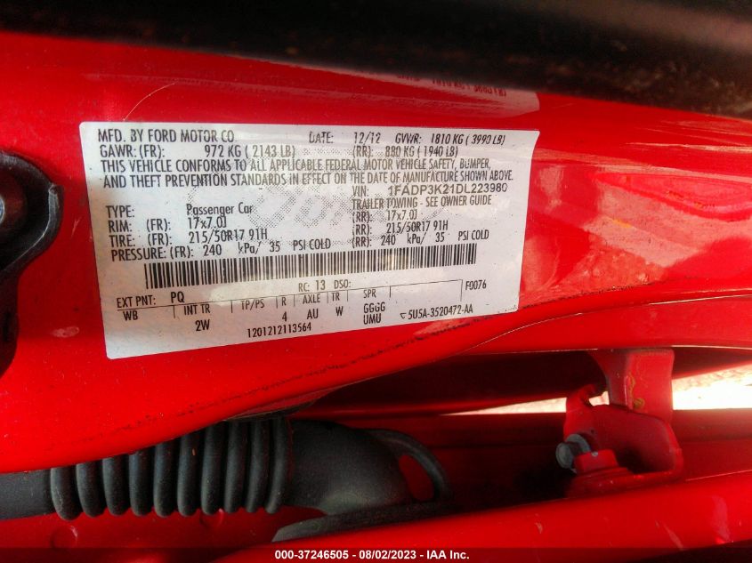 2013 FORD FOCUS SE - 1FADP3K21DL223980