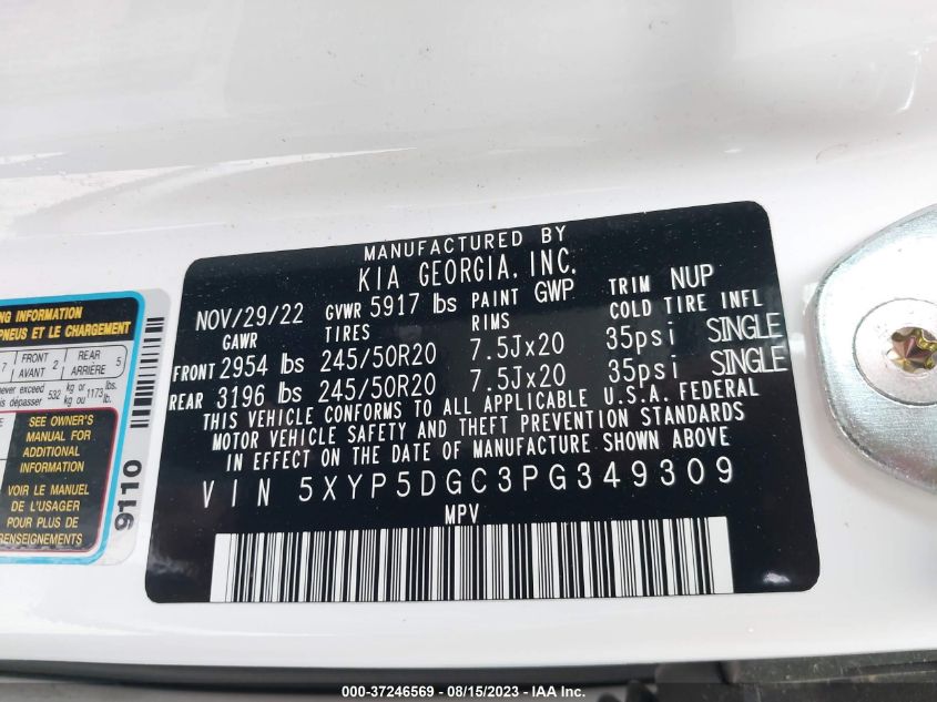 2023 KIA TELLURIDE SX PRESTIGE - 5XYP5DGC3PG349309