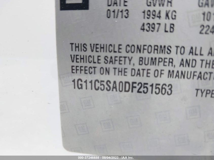 2013 CHEVROLET MALIBU 1LT - 1G11C5SA0DF251563