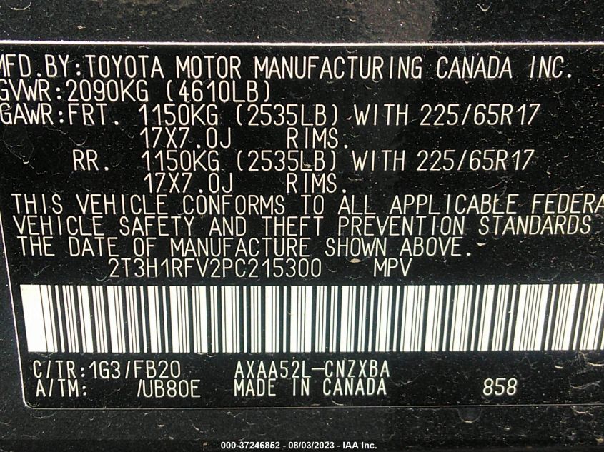 2023 TOYOTA RAV4 LE - 2T3H1RFV2PC215300