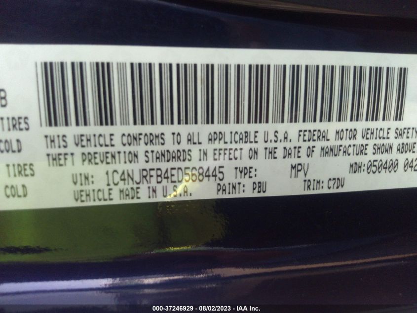 2014 JEEP PATRIOT LATITUDE - 1C4NJRFB4ED568445