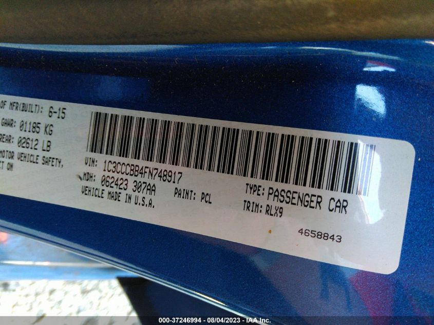 2015 CHRYSLER 200 S - 1C3CCCBB4FN748917