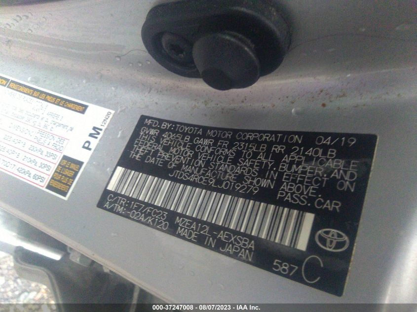 2020 TOYOTA COROLLA SE/NIGHTSHADE - JTDS4RCE9LJ019279