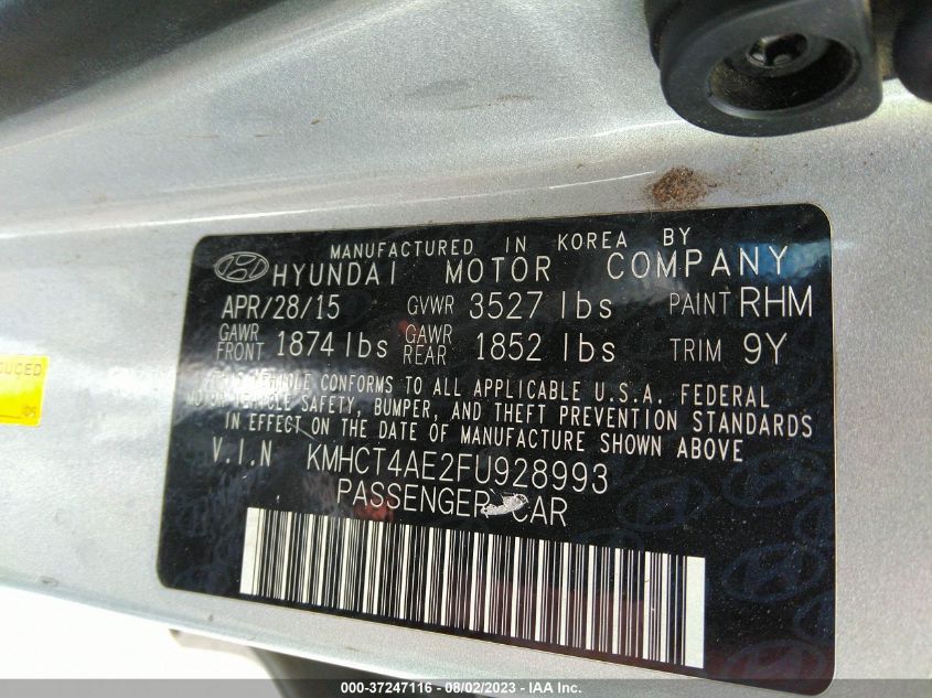 2015 HYUNDAI ACCENT GLS - KMHCT4AE2FU928993
