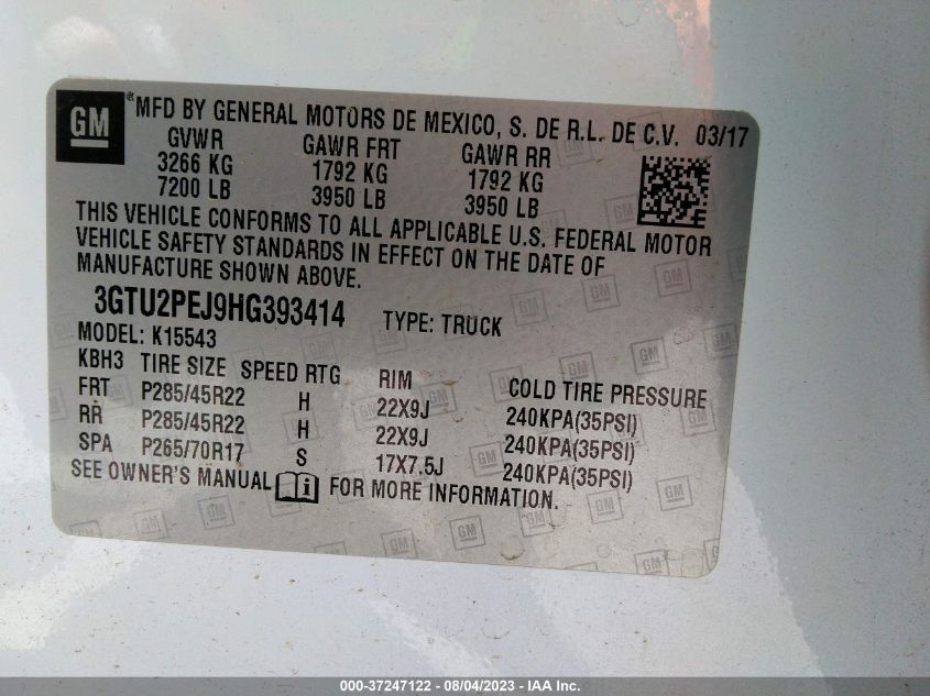 2017 GMC SIERRA 1500 DENALI - 3GTU2PEJ9HG393414
