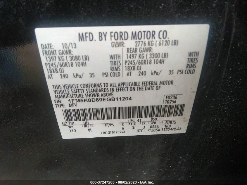 2014 FORD EXPLORER XLT - 1FM5K8D89EGB11204