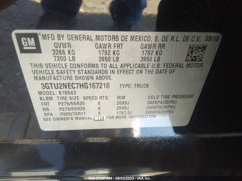 2017 GMC SIERRA 1500 SLT - 3GTU2NEC7HG167216