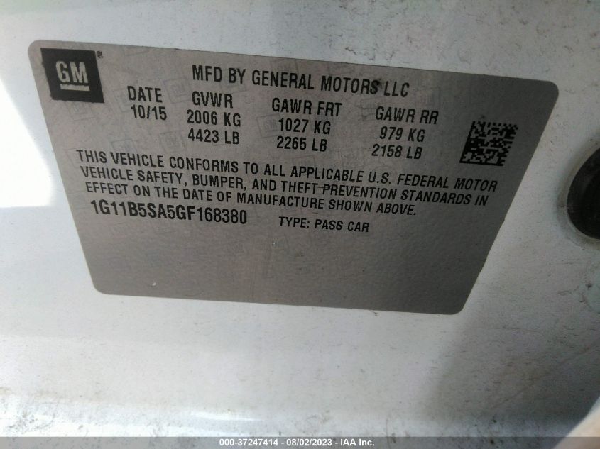 2016 CHEVROLET MALIBU LIMITED LS - 1G11B5SA5GF168380