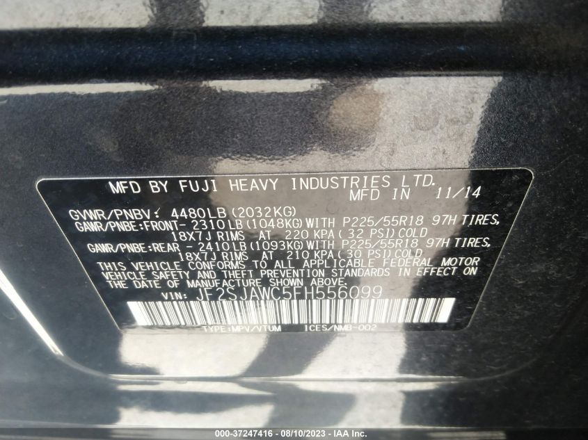 2015 SUBARU FORESTER 2.5I TOURING - JF2SJAWC5FH556099