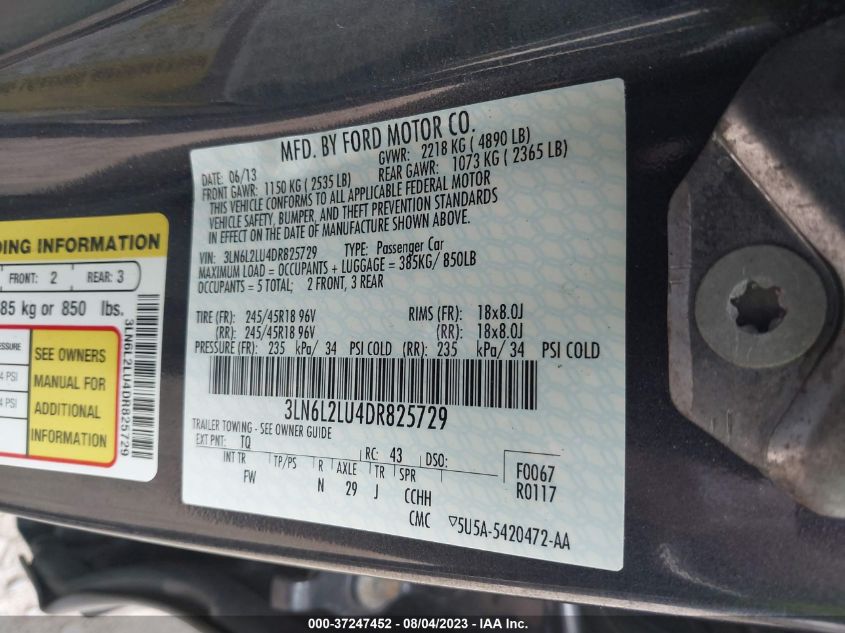 2013 LINCOLN MKZ HYBRID - 3LN6L2LU4DR825729