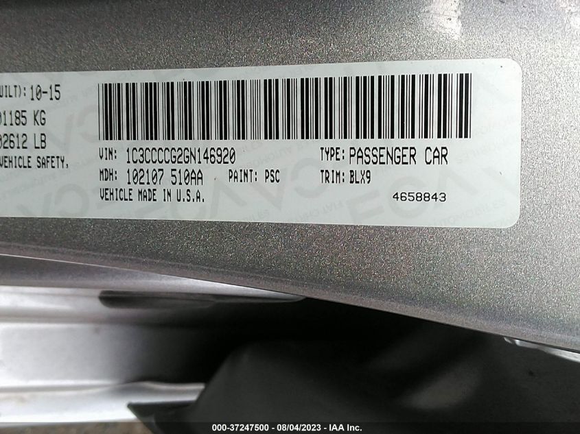 2016 CHRYSLER 200 C - 1C3CCCCG2GN146920